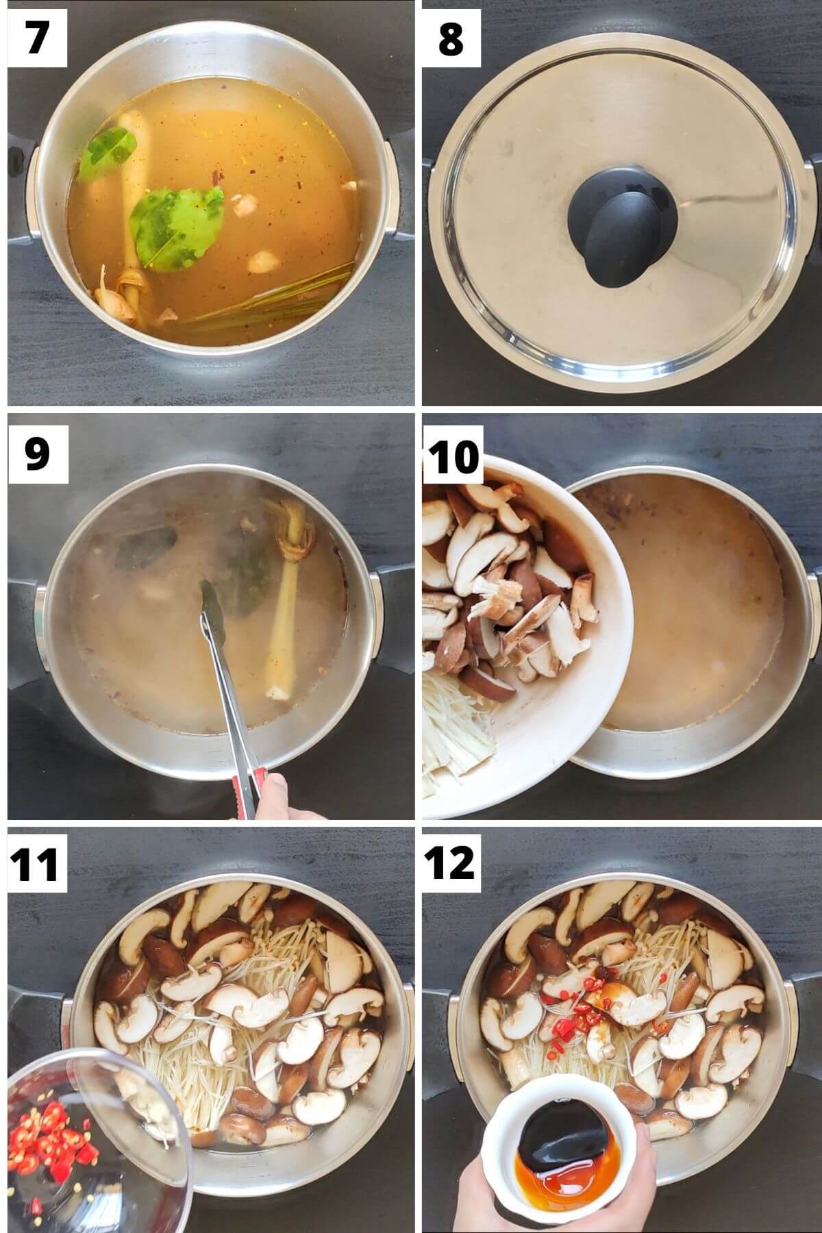 Steps to make mushroom tom yum soup