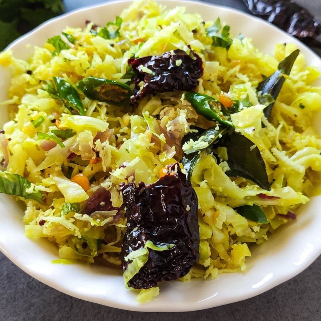 Cabbage poriyal (cabbage thoran) A quick 20 minutes recipe