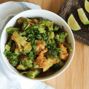 vegan broccoli with potato and chickpea flour