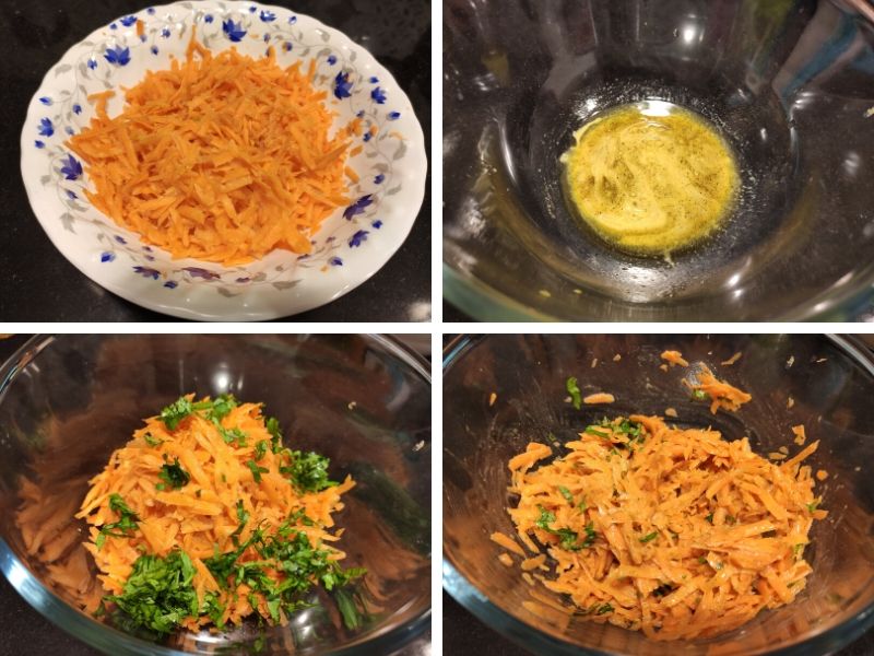 Step by step process of making French Carrot Salad