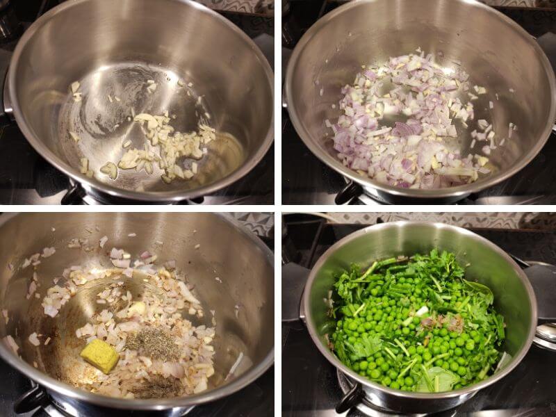 Step by step process pf making Green Peas Soup