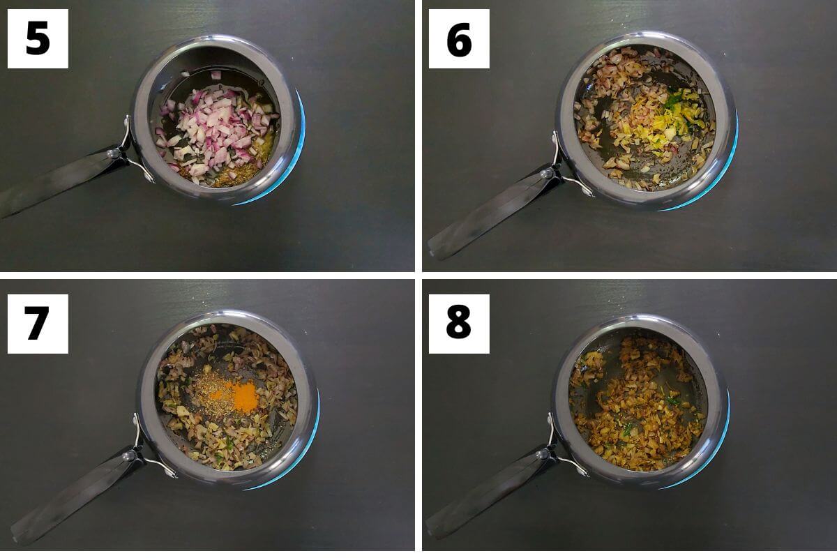 Collage of images of steps 5 to 8 of khichdi recipe
