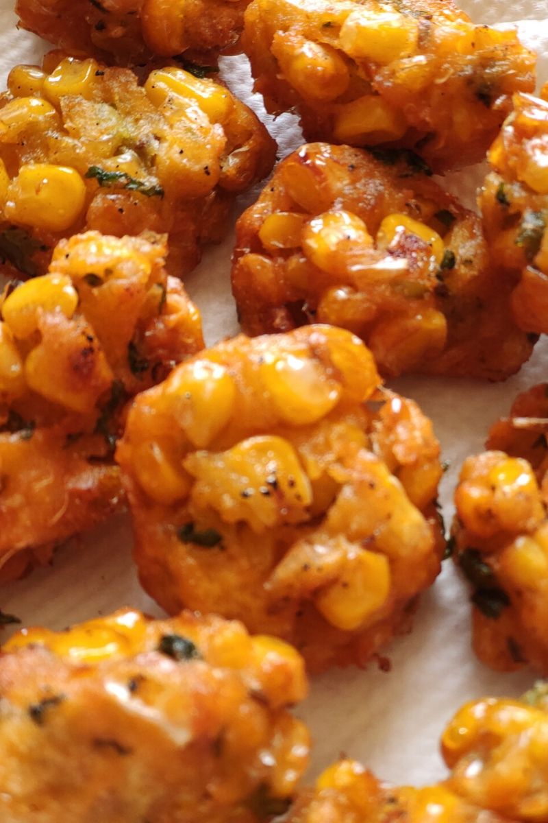 Close up shot of corn fritters