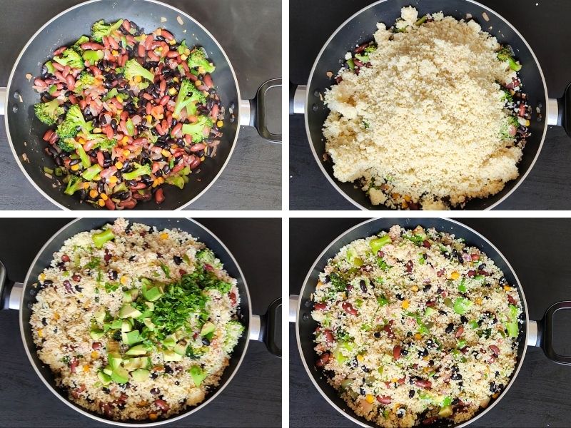 Steps of making Mexican couscous