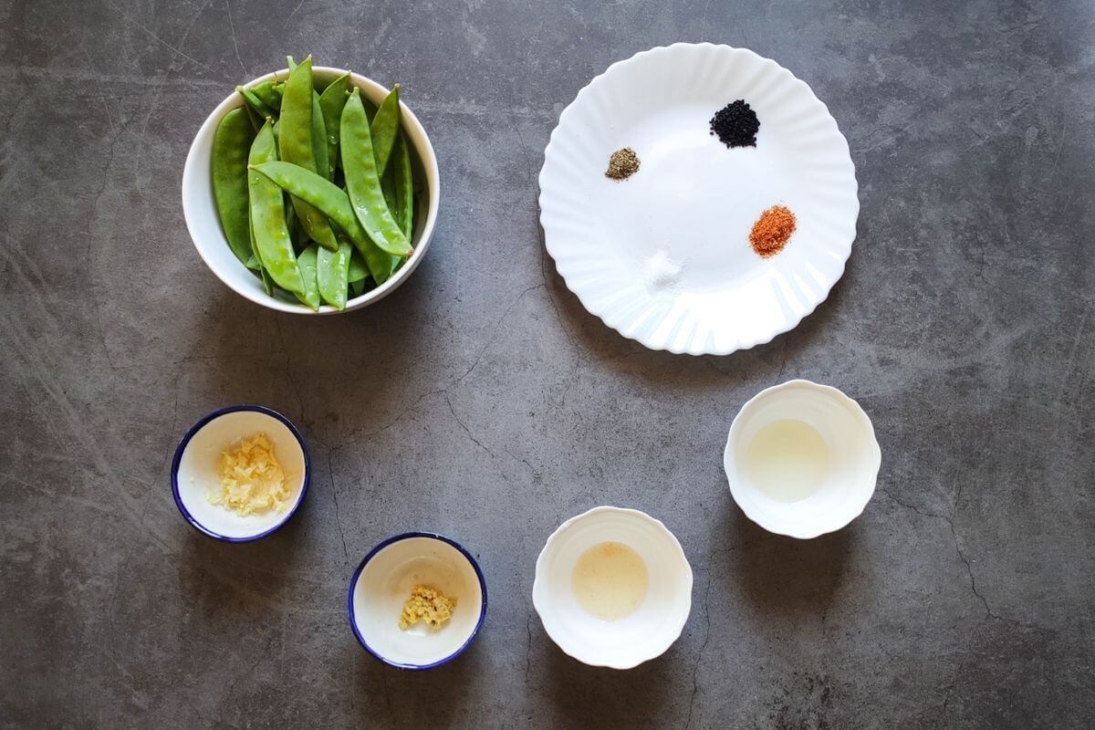 Ingredients required for stir fried snow peas
