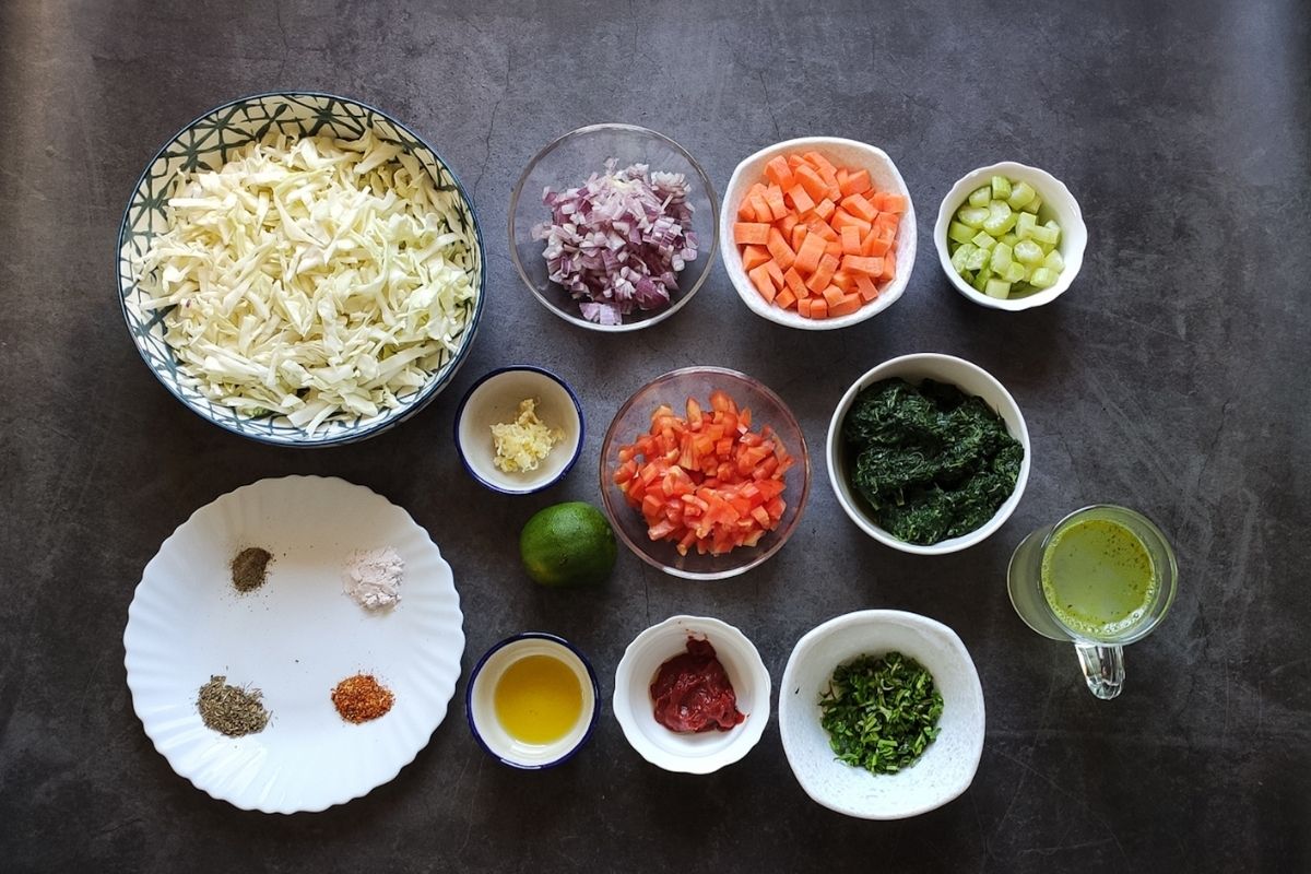Ingredients required to make cabbage soup