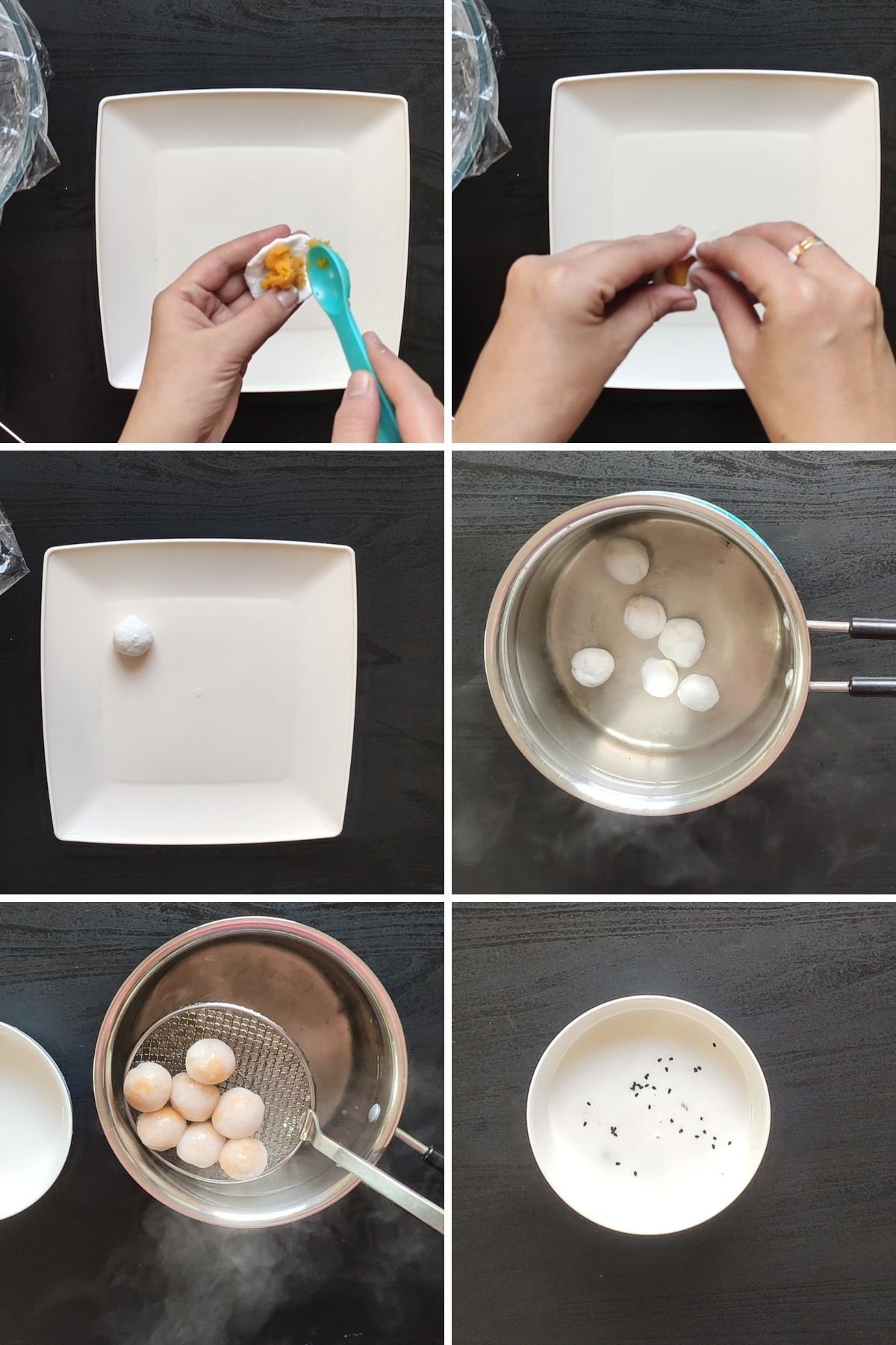 Steps to make sweet potato dumplings