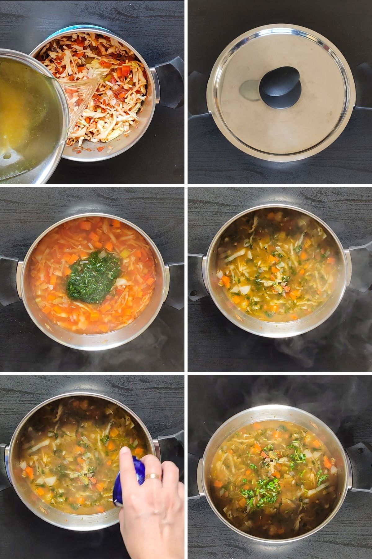Steps to make vegetable soup with cabbage