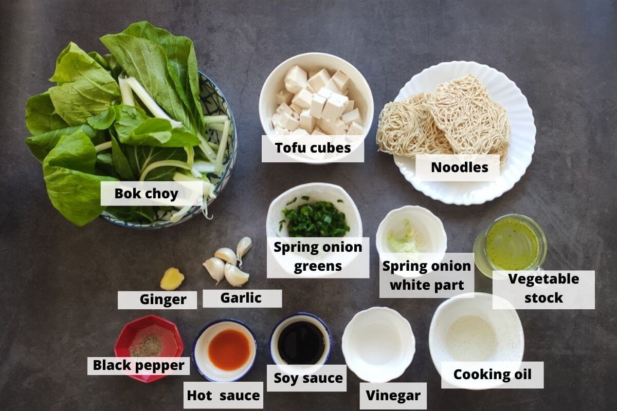 Ingredients required to make tofu noodle soup