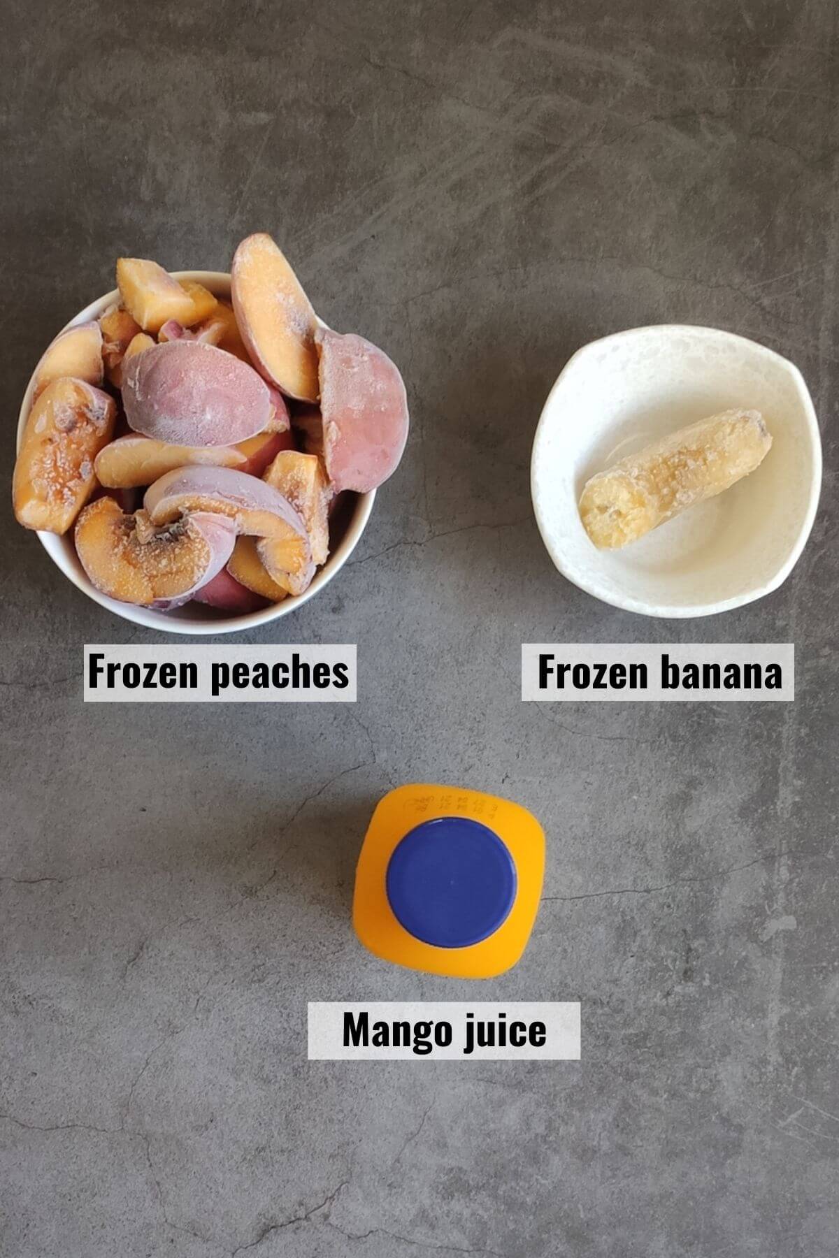 Ingredients for peach mango smoothie