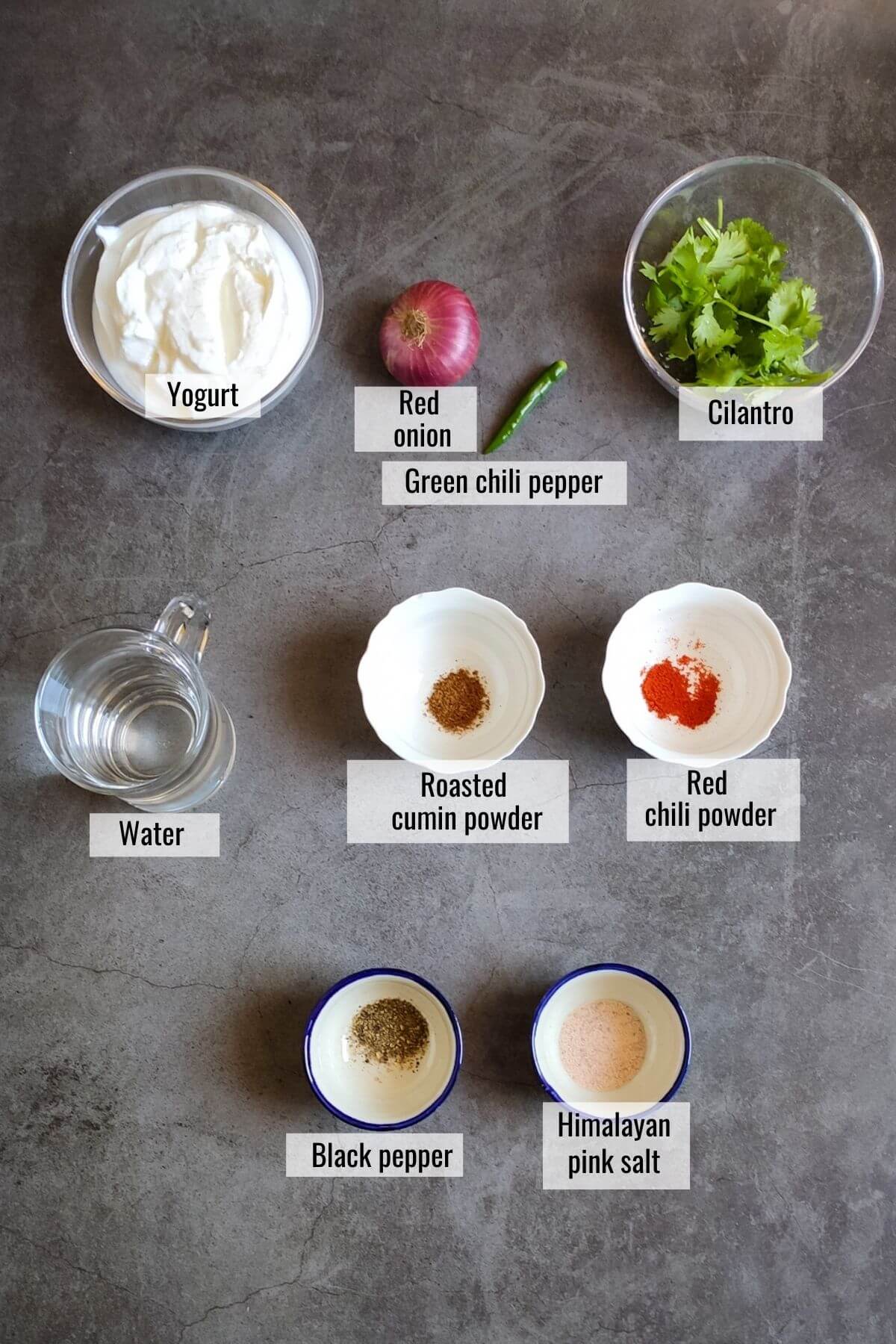 Ingredients required for onion raita