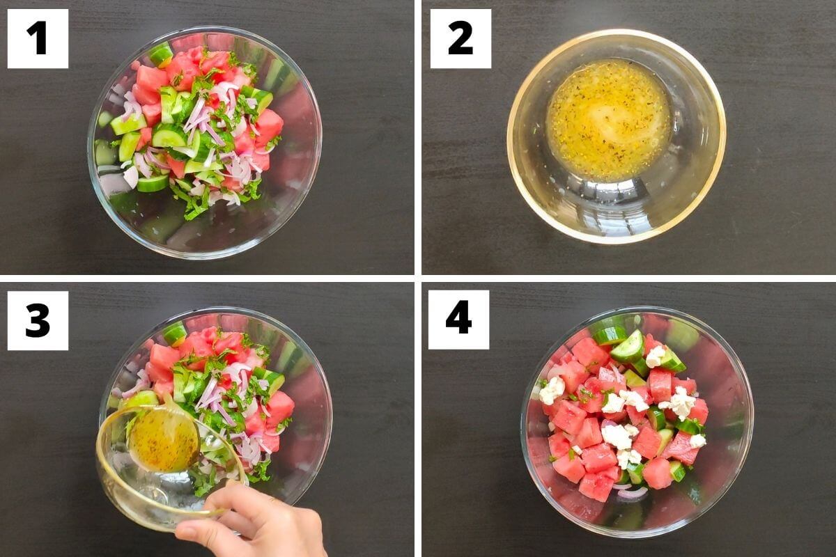 Steps to make Greek watermelon feta salad