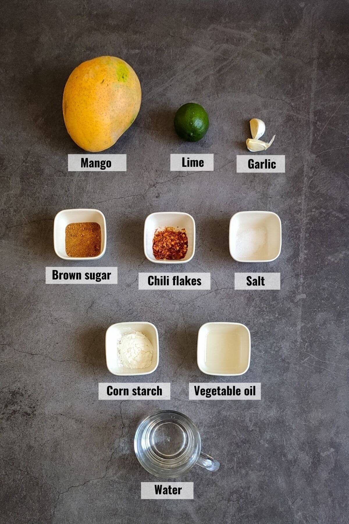 Ingredients required to make mango chili sauce