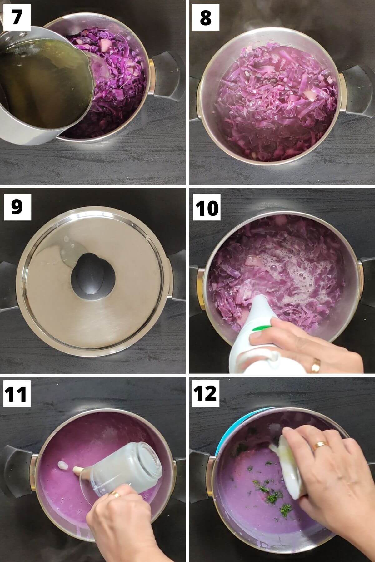 Steps to make red cabbage and potato soup
