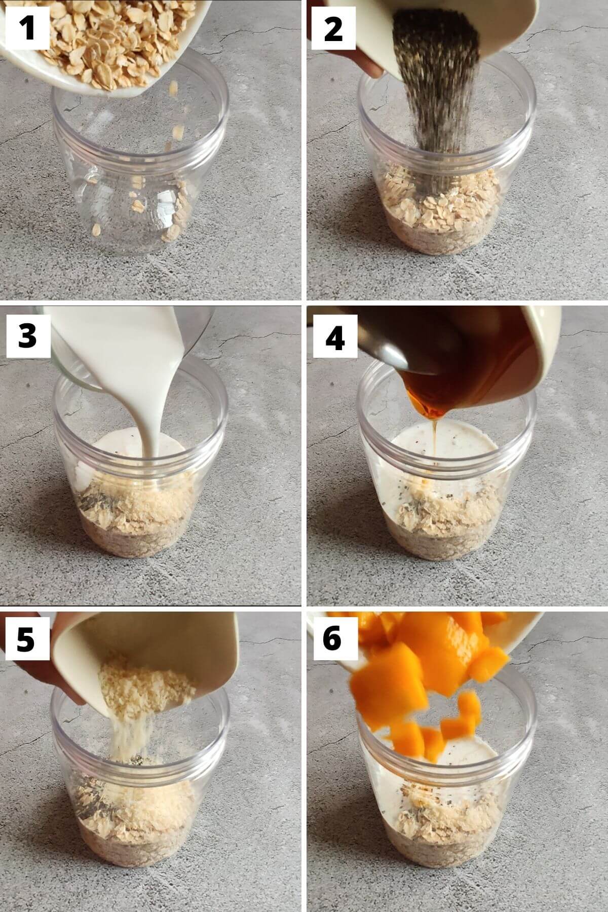 Steps to make mango coconut overnight oats