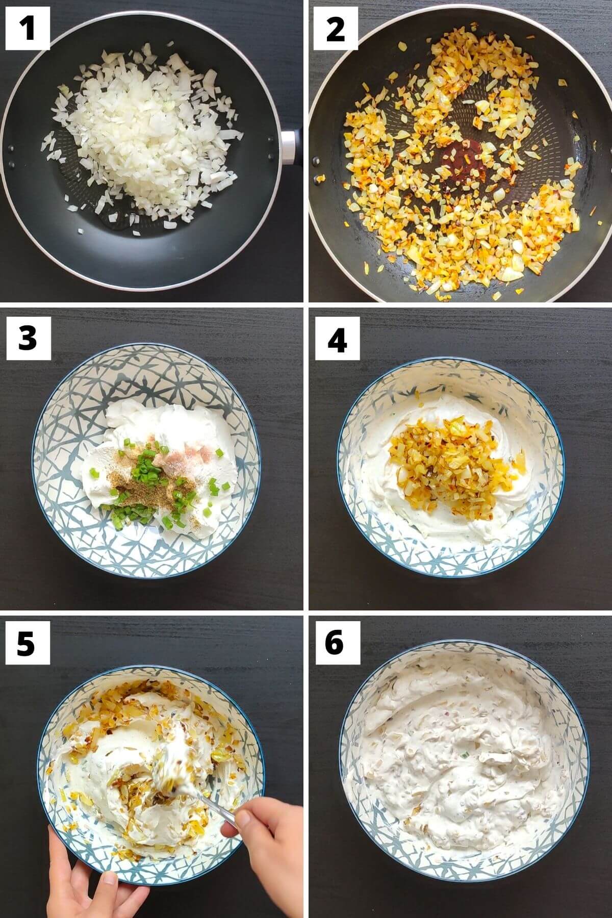 Steps to make sour cream and onion dip
