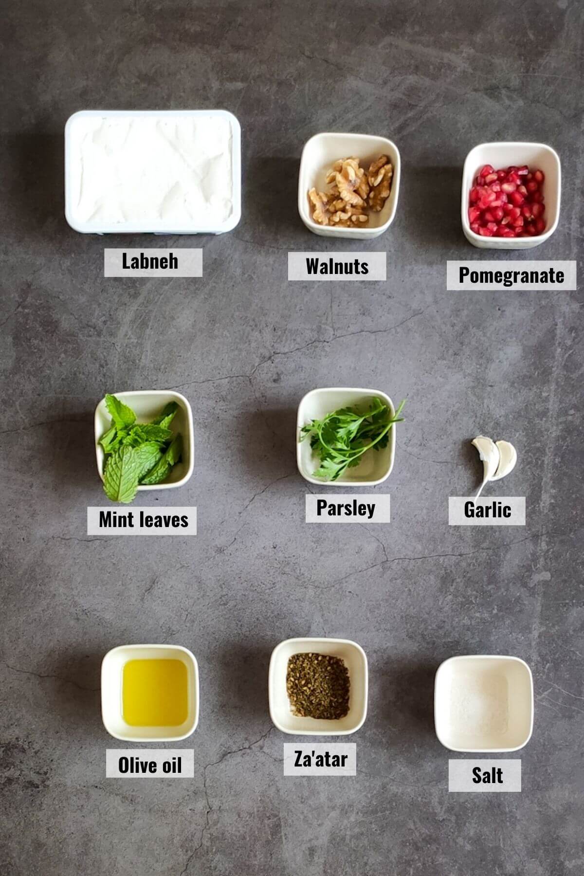 Ingredients for labneh dip