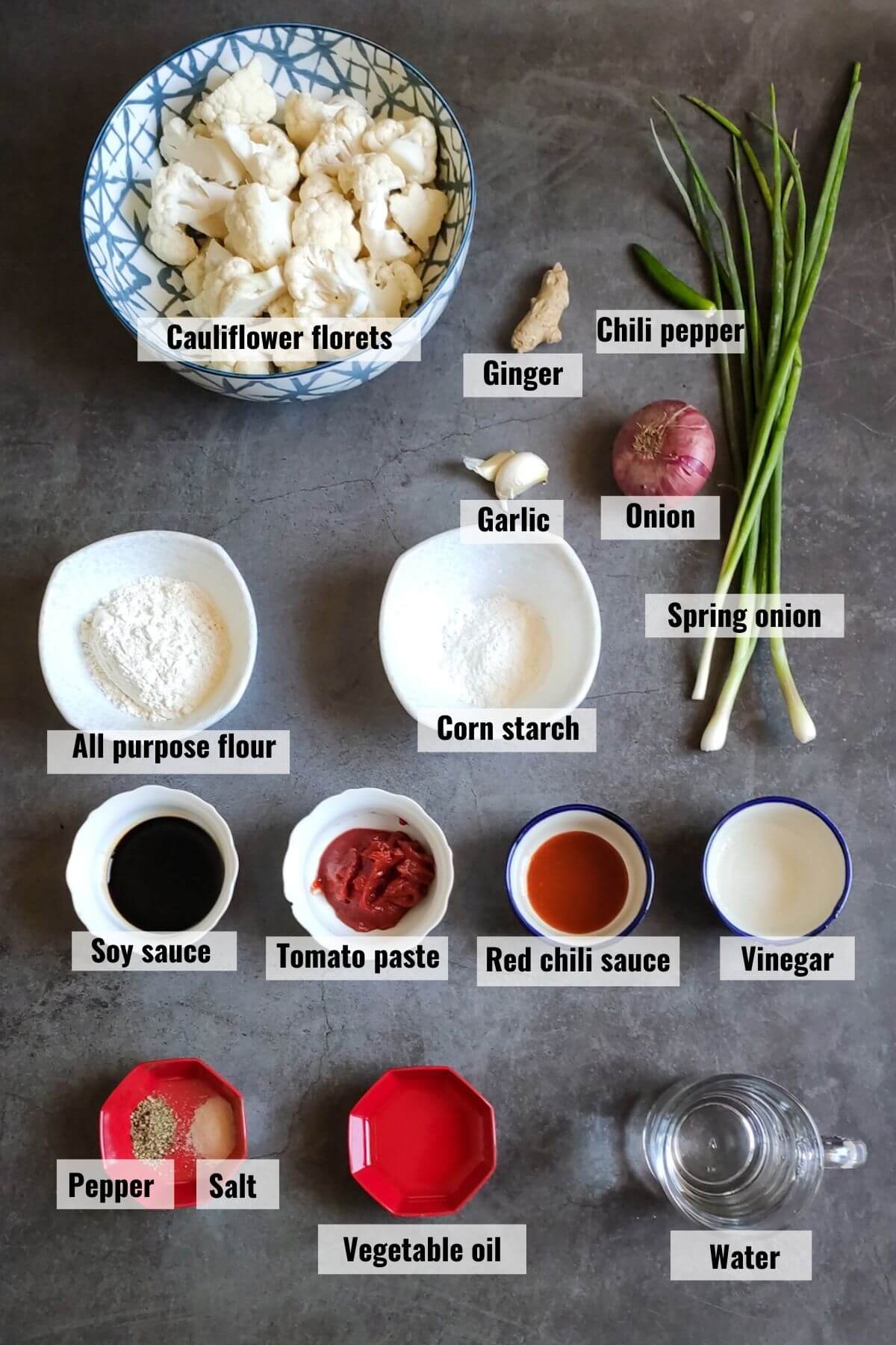 Ingredients required to make baked gobi manchurian