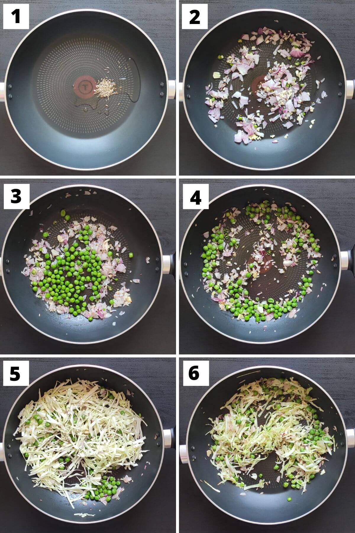 Steps to make cabbage fried rice