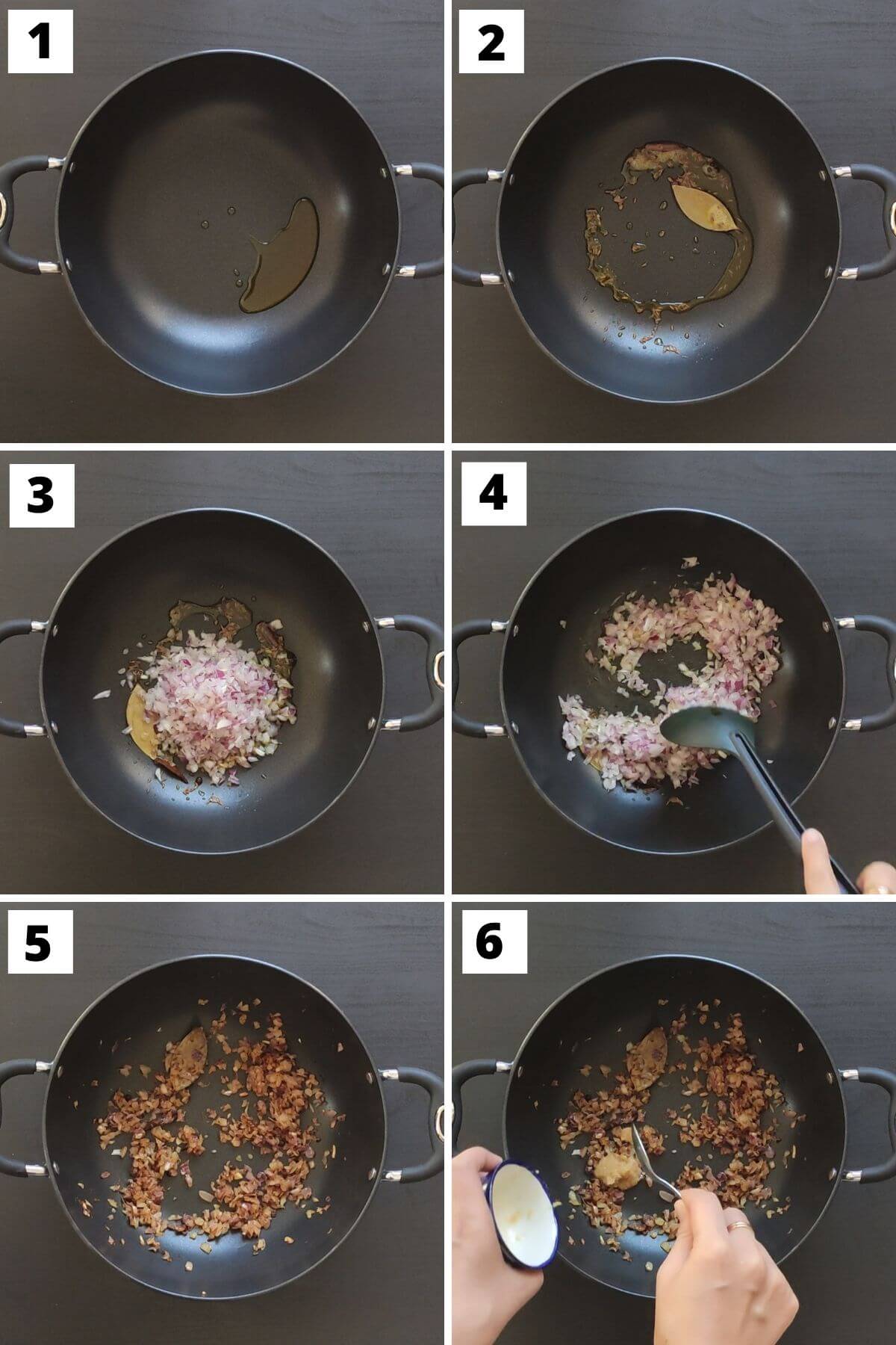 Steps 1 to 6 to make black bean curry Indian style