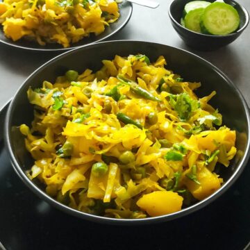 Indian style cabbage and potatoes.