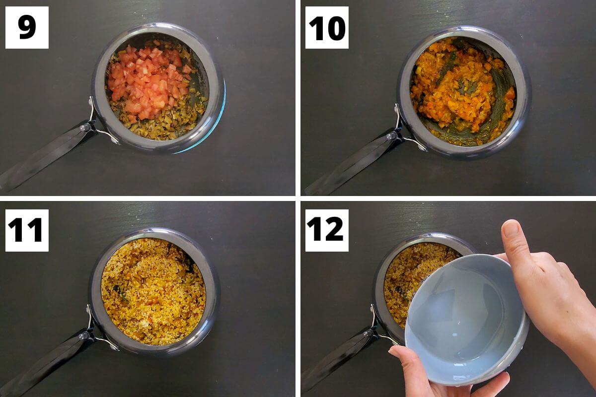 Collage of images of steps 9 to 12 of khichdi recipe