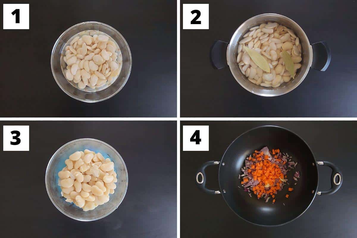 Collage of images of steps 1 to 4 of Gigante's palki recipe.