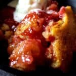 Plum cobbler with vanilla ice cream.