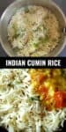 Collage of two images of cumin rice.