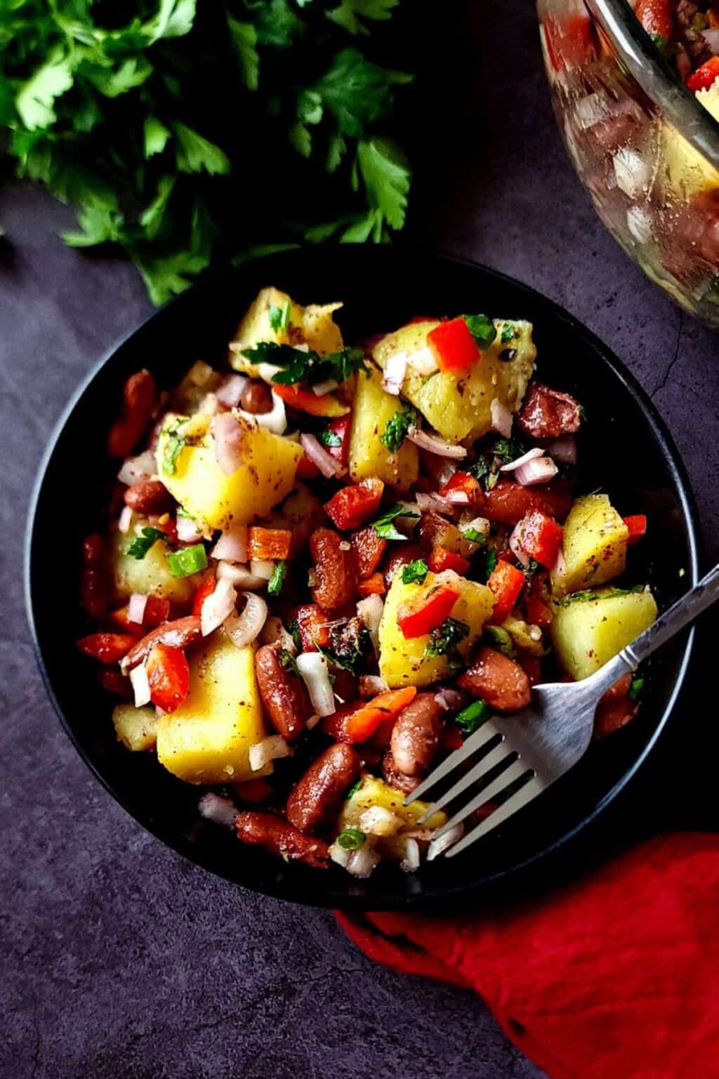 Turkish potato salad with kidney beans - Greenbowl2soul