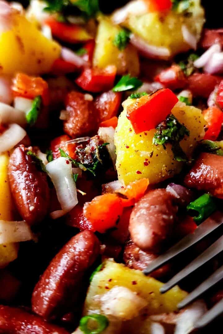 Turkish potato salad with kidney beans - Greenbowl2soul
